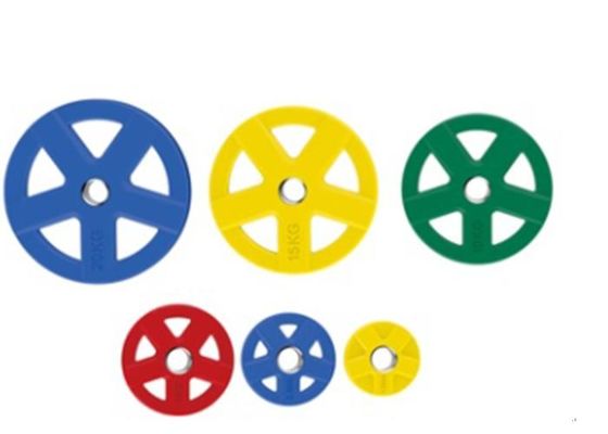 Low Noise Weightlifting Plates Versi Lapisan Karet Resistensi Dampak Tinggi Plat tahan lama yang dirancang untuk Gym Heavy Duty