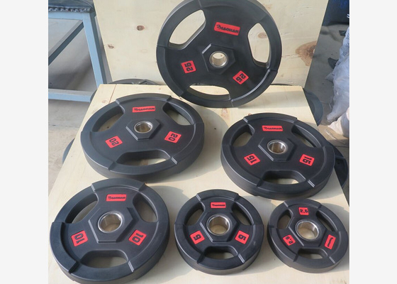 Pelat Berat Barbel Karet PU Hitam / Pelat Angkat Berat 2.5 - 25kgs