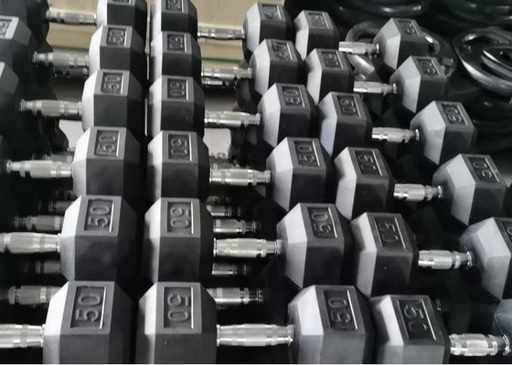 Rumah Karet Terbungkus Hex Dumbbell 2 Pack 10LB Non Slip Ergonomis Tangan Bobot Untuk Otot